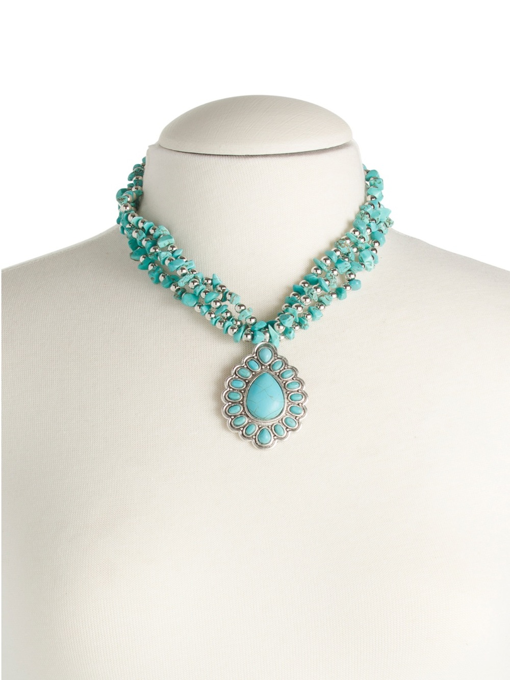 DANNIJO Turquoise Beaded Teardrop Pendant Necklace